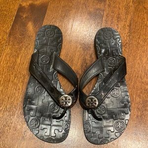 TORY BURCH black thong sandal